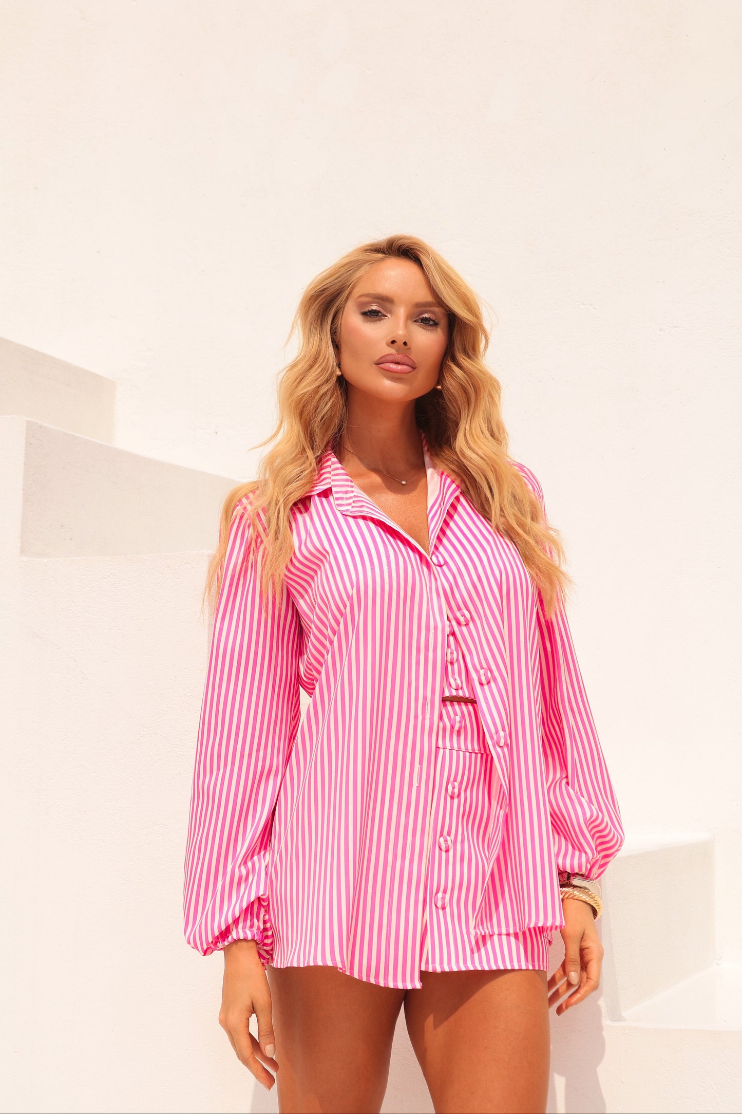 CROPPED LISTRAS ROSA